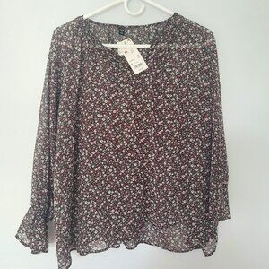 UNIQLO BWT Joy of Print Floral Sheer Blouse Size S